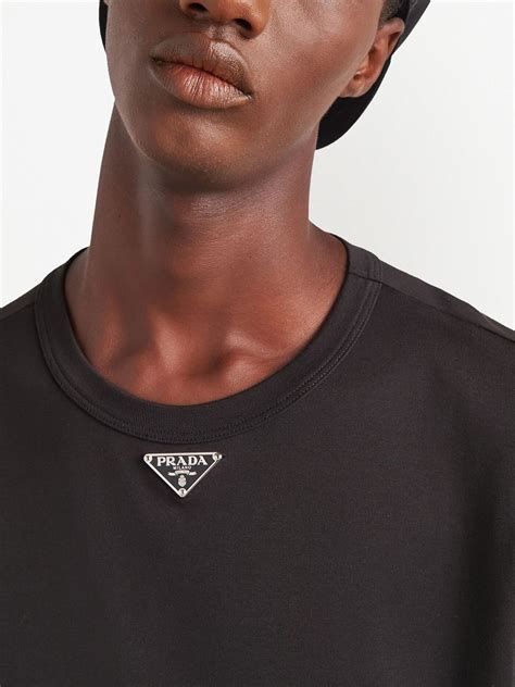 prada t shirt logo patch|prada striped shirt.